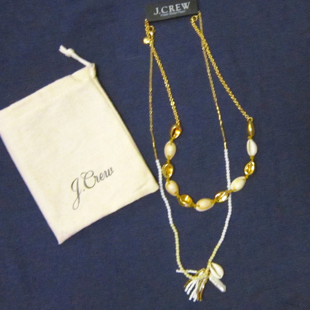 Seaside layered necklace set cowrie shell goldtone